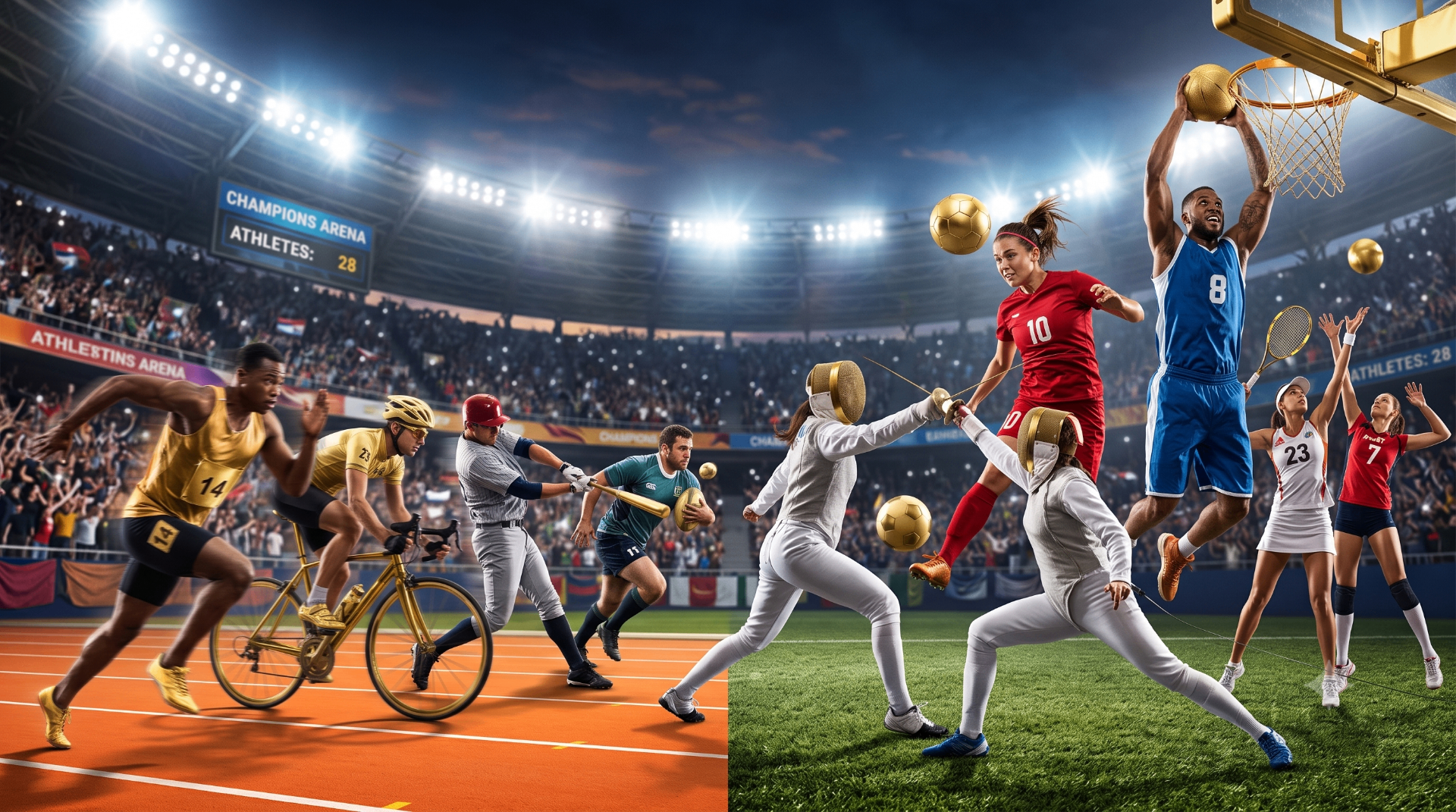 Young athletes in action across multiple sports